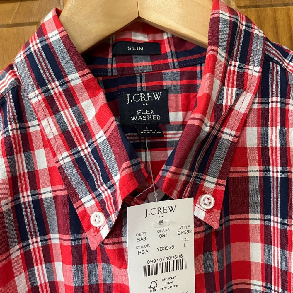 J Crew Men’s slim fit button up LARGE NWT